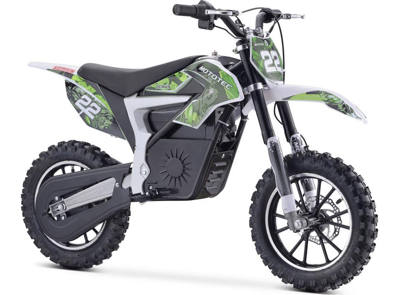 Load image into Gallery viewer, MotoTec 36v 500w Demon Electric Dirt Bike specifications and features