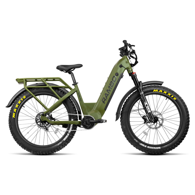 Load image into Gallery viewer, Rambo Rebel 2.0 1000W Single Speed Electric Hunting Bike side view