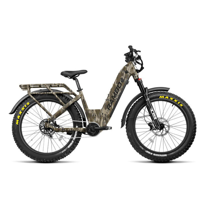 Load image into Gallery viewer, Rambo Rebel 2.0 1000W Single Speed Electric Hunting Bike rear view
