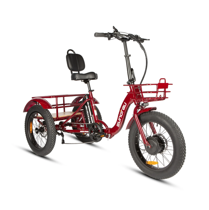 Load image into Gallery viewer, EUNORAU New-Trike 2.0 Folding Electric Trike in deep crimson - folding electric bike by Eunorau