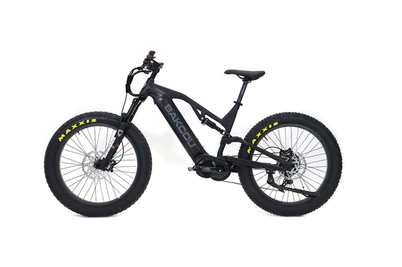 Load image into Gallery viewer, BAKCOU Scout Full Suspension Electric Hunting Bike on trail