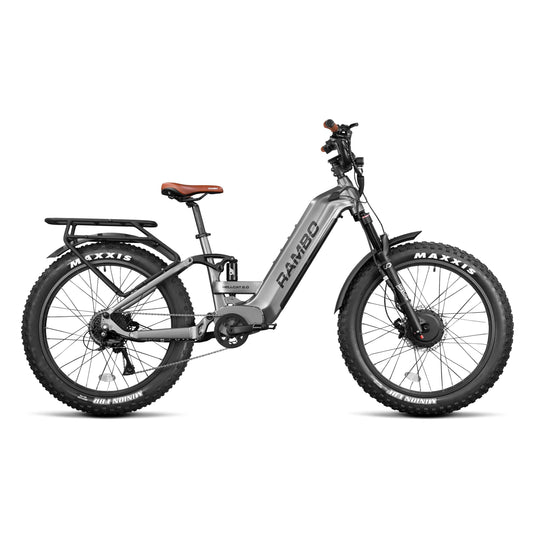 Rambo Hellcat Full Suspension 1000W Dual Motor All-Wheel Drive Electric Bike, Gunmetal Grey & Buckskin / 30Ah