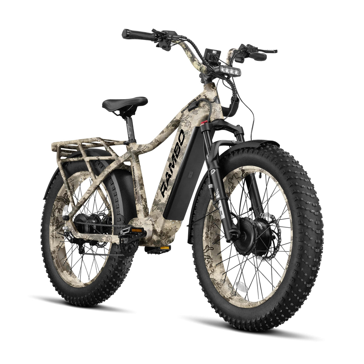 rambo electric bicycles Megatron 4.0 AWD Hunting Bike Built for backcountry Color:Espresso Brown (Pre-order: Ships Early September) Mini Caviar Duma Backpack photograph