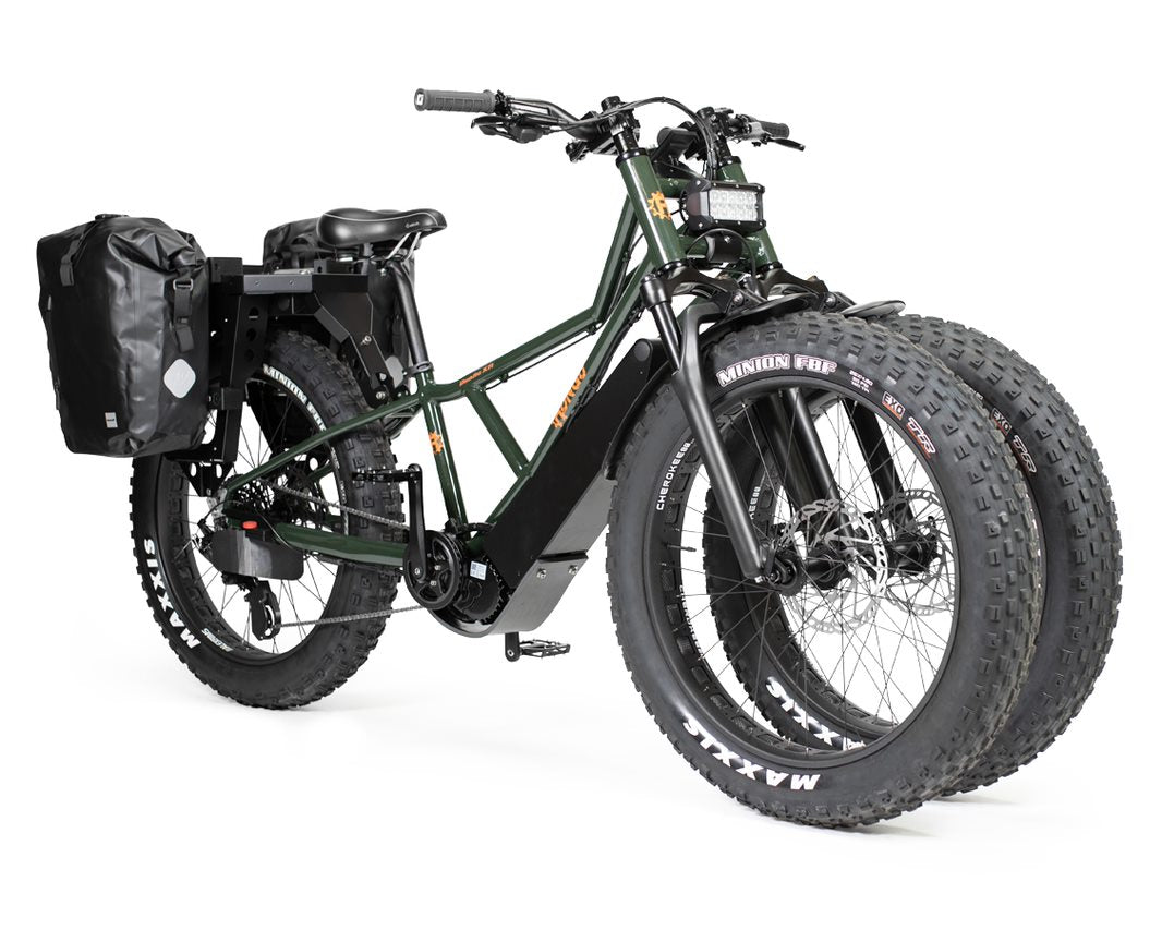 Electric bike with store two front wheels