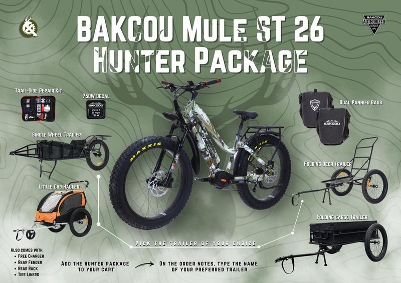 Load image into Gallery viewer, BAKCOU Mule Step Through 26&quot; Hunter Package

